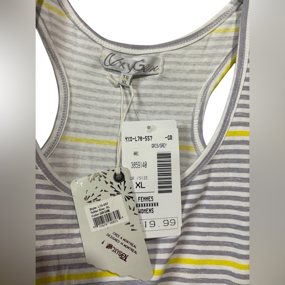 ♦️SALE♦️Oxygen, Striped Racerback Camisole, XL, Gray, White & Yellow 🏃♀️➡️ - Picture 6 of 8